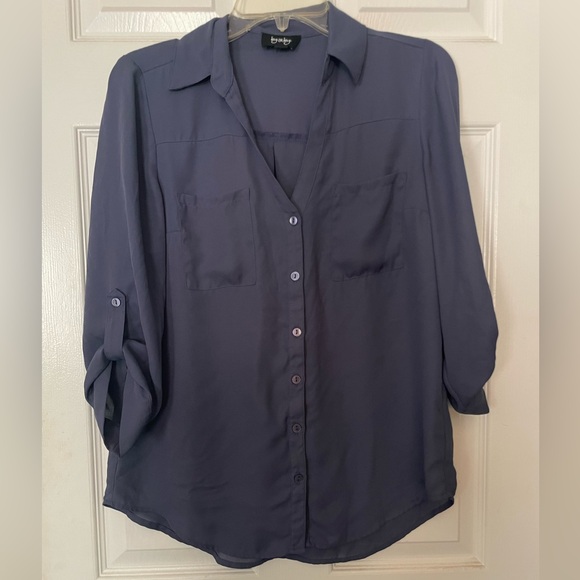Blue Button Down Blouse - Picture 1 of 3